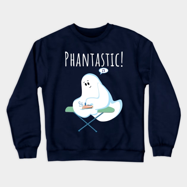 Cute Phantom Ghost Irons His Wrinkles For Halloween Crewneck Sweatshirt by brodyquixote